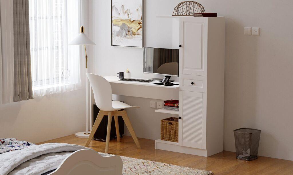 Гарнитура биро Hanah Home со полица за книги Rb-116, бела