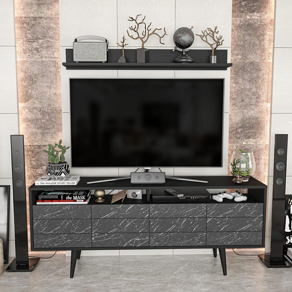 ТВ кабинет Hanah Home Ola, 160x35x64,5 см, црна