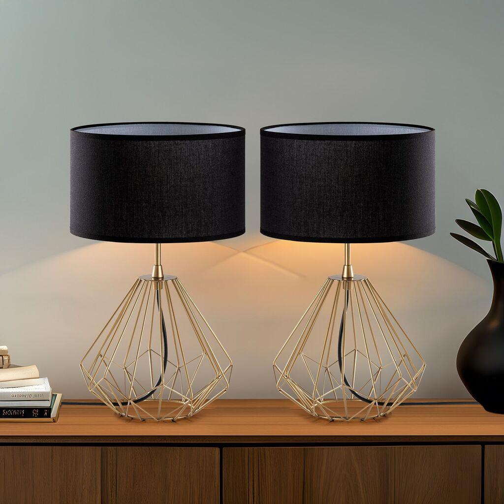 Комплет столни ламби Opviq Diamond-S-710, 25x25x43 см, IP20, 2 парчиња, златно-црни бои