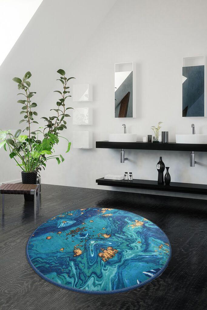 Простирка за бања L'essentiel Maison Marbling, 100cm, Сина