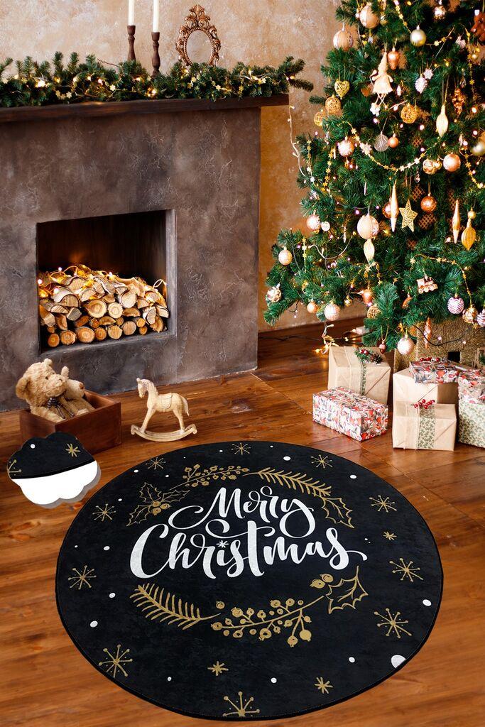Тепих „Conceptum Hypnose Cristmas", O100 см, црно-бел