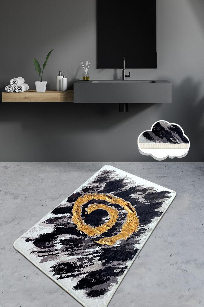 Килим за бања L'Essentiel Maison Dagger, 70x120cm, црно-сив