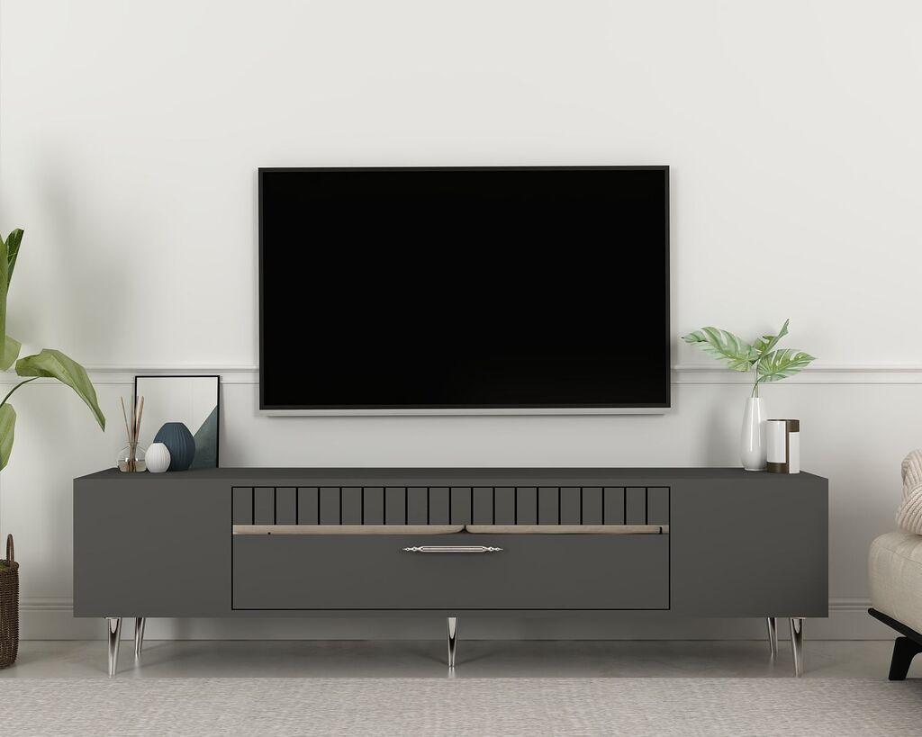 Комода за телевизор Hanah Home Dekolp1, 150x48x29,6 см, антрацит-сребрени бои