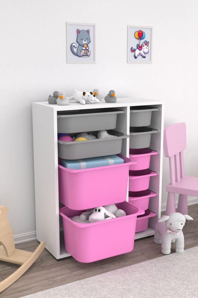 Комода Hanah Home Multifunctional Zen 2D2K6U, 69,5 x 83 x 30 см, бело-сиво-розова