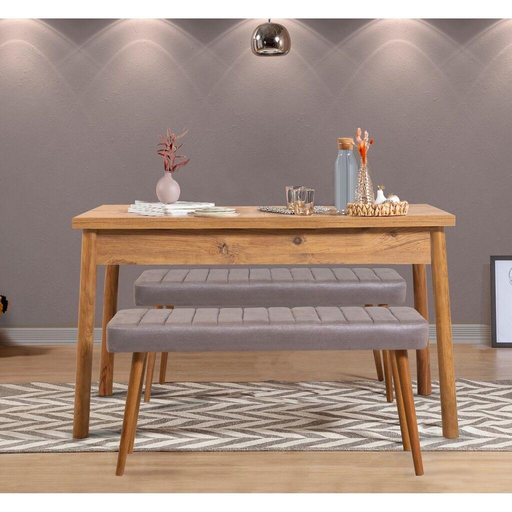 Hanah Home Комплет трпезариска маса и 2 клупи Costa 0701, сива