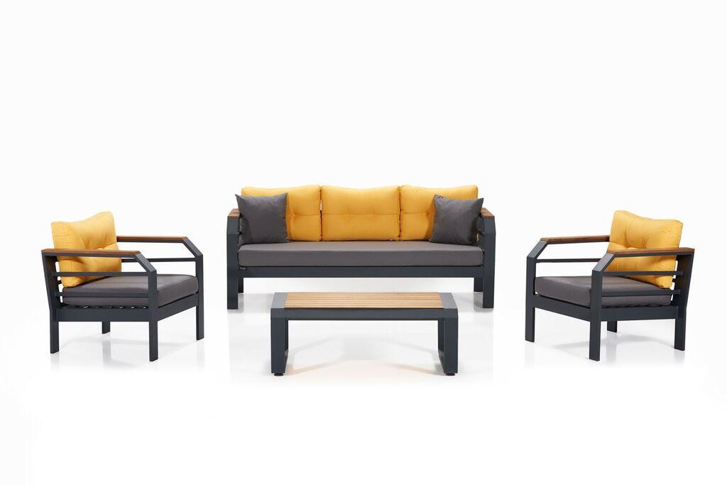 Комплет градинарски мебел Hanah Home Assento 3+1+1+S, жолта