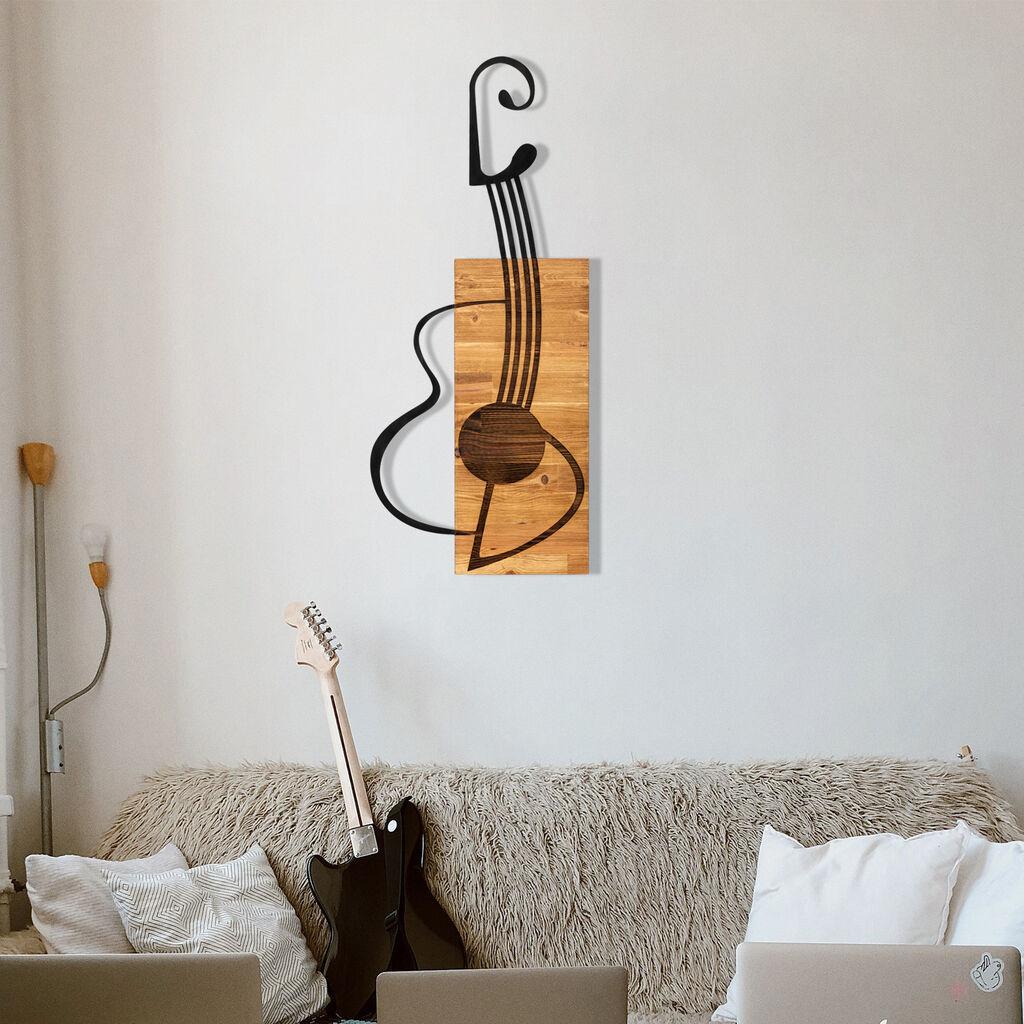 Wallity декорација за dzид гитара, 39x13 см, кафеава