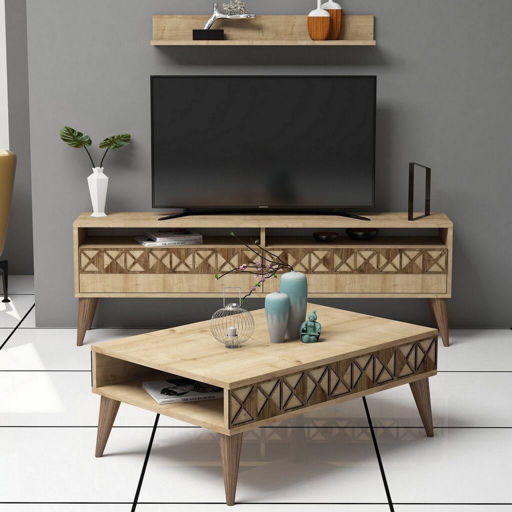 Комплет мебел за дневна соба Hanah Home Line, 3 парчиња, даб