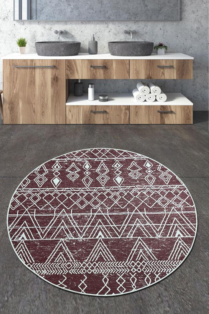 Тепих за бања L'essentiel Maison Straordinario, 80cm, бордо-бел