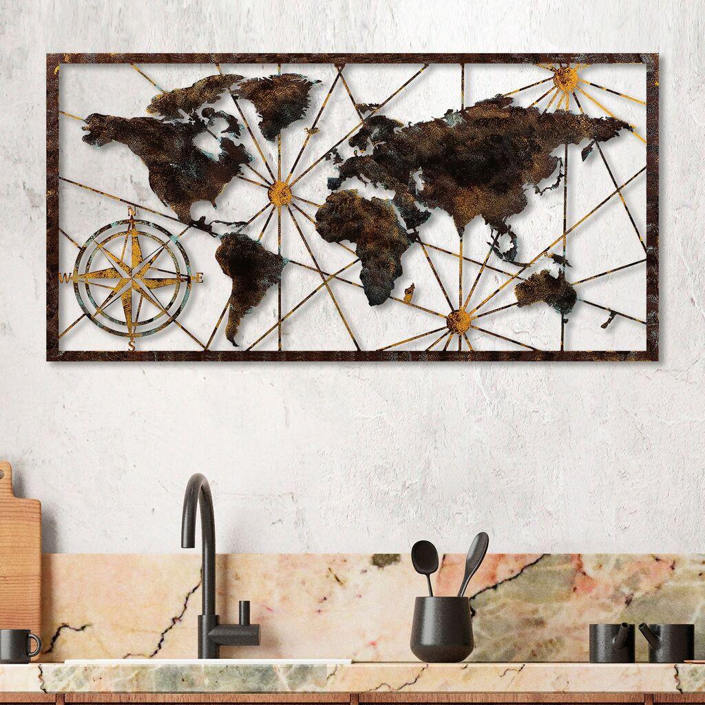 Dzидна мапа на светот Wallity, декорација, 120x60 см