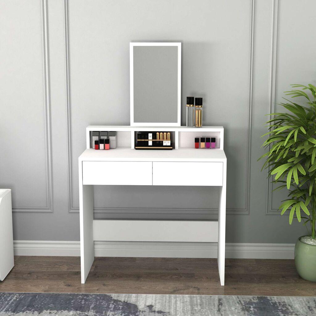 Маса за шминка Hanah Home Luna, 80x40x85,9 см, бела