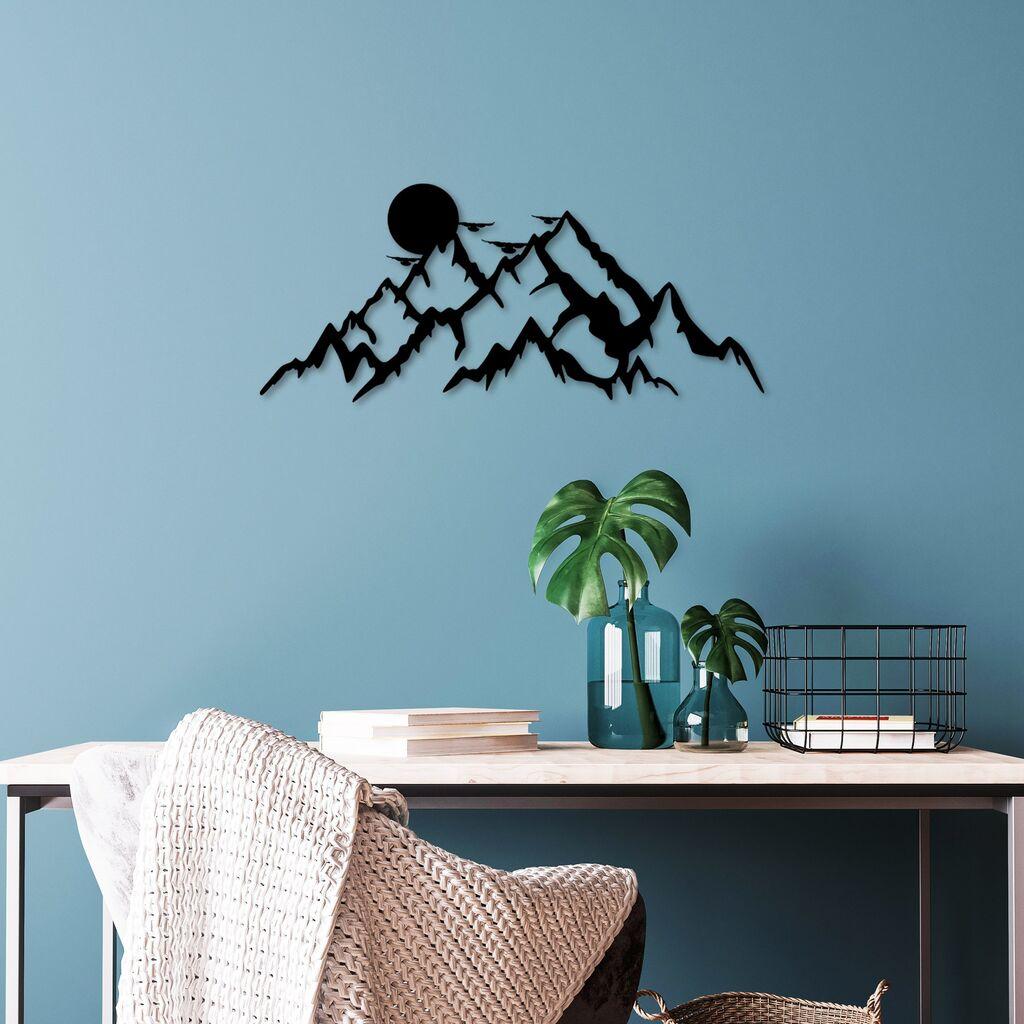 Wallity dzидна декорација Full Mountain And Mountain-5, 59x25 см, 1,5 мм, црна