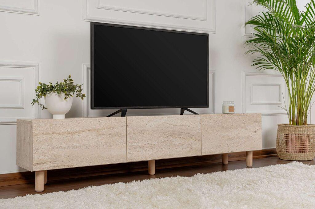 Комода за телевизор Hanah Home Alvin, 180x42x31,4 см, сива