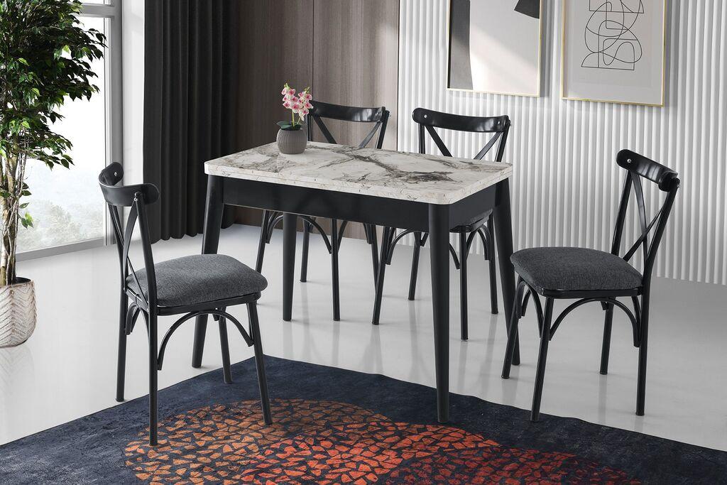 Трпезариска маса Hanah Home на расклопување Dolunay-1281, 100-120 см, бела