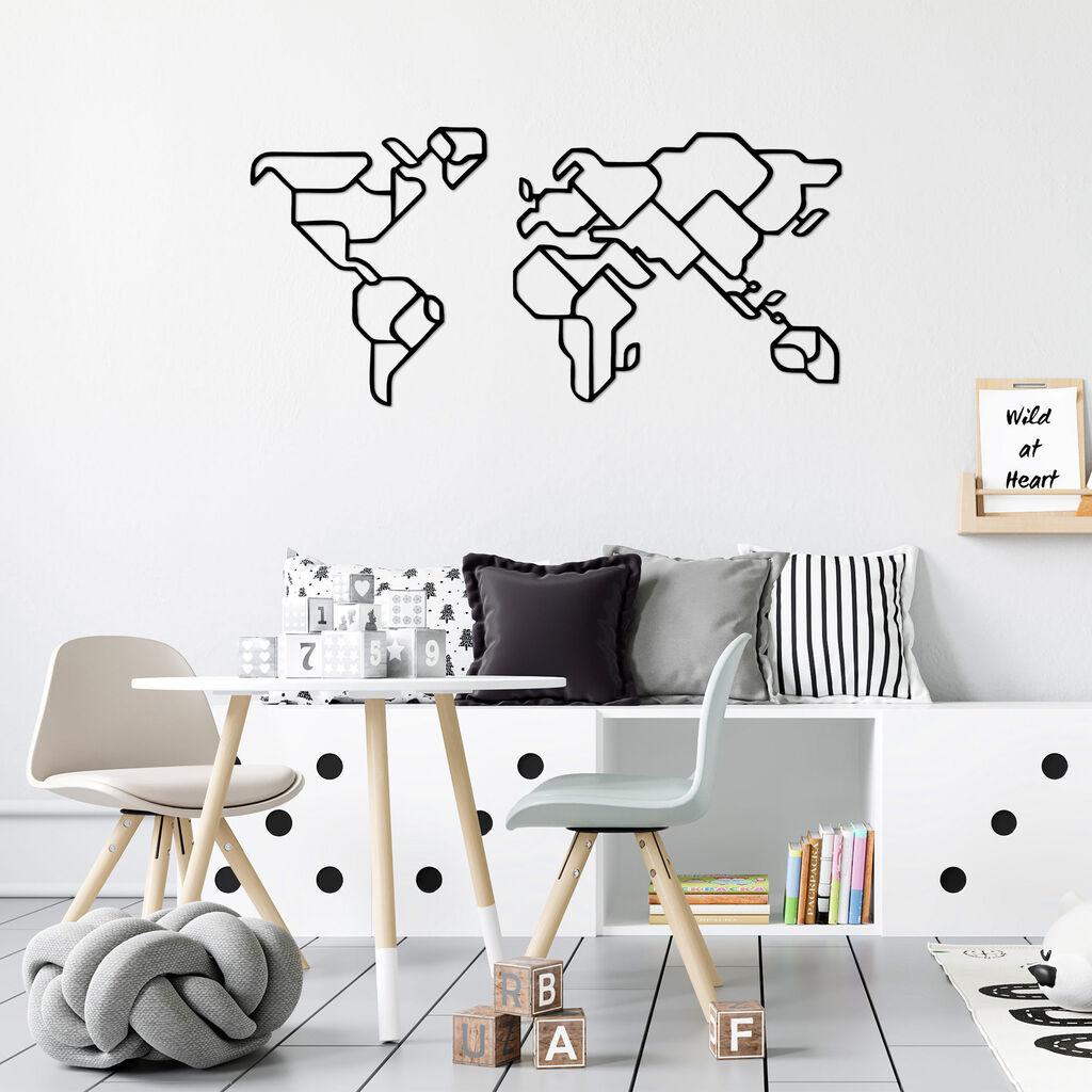 Wallity dzидна декорација Светска мапа 6, 56 x 120 см, црна