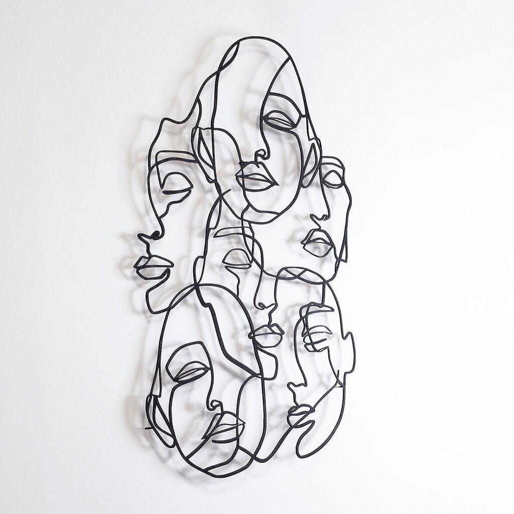 Wallity декорација за ѕид Faces-APT743 M, 58x79 cm, 1,2 mm, црна