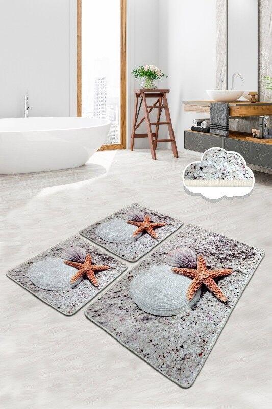 Простирка за бања L'essentiel Maison Starfish, 3 парчиња, сива боја