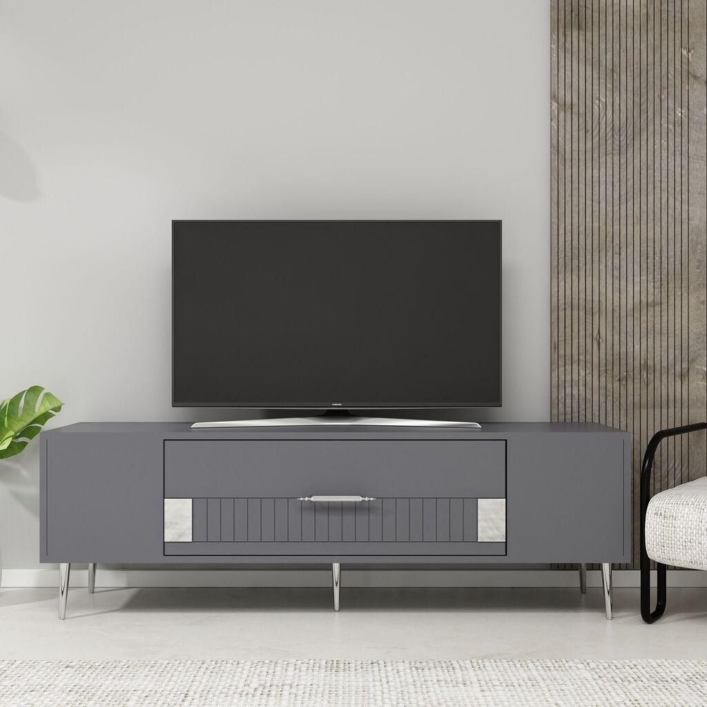 Комода за телевизор Hanah Home Decolp4, 150x48,2x29,6 см, антрацит-сребрени бои