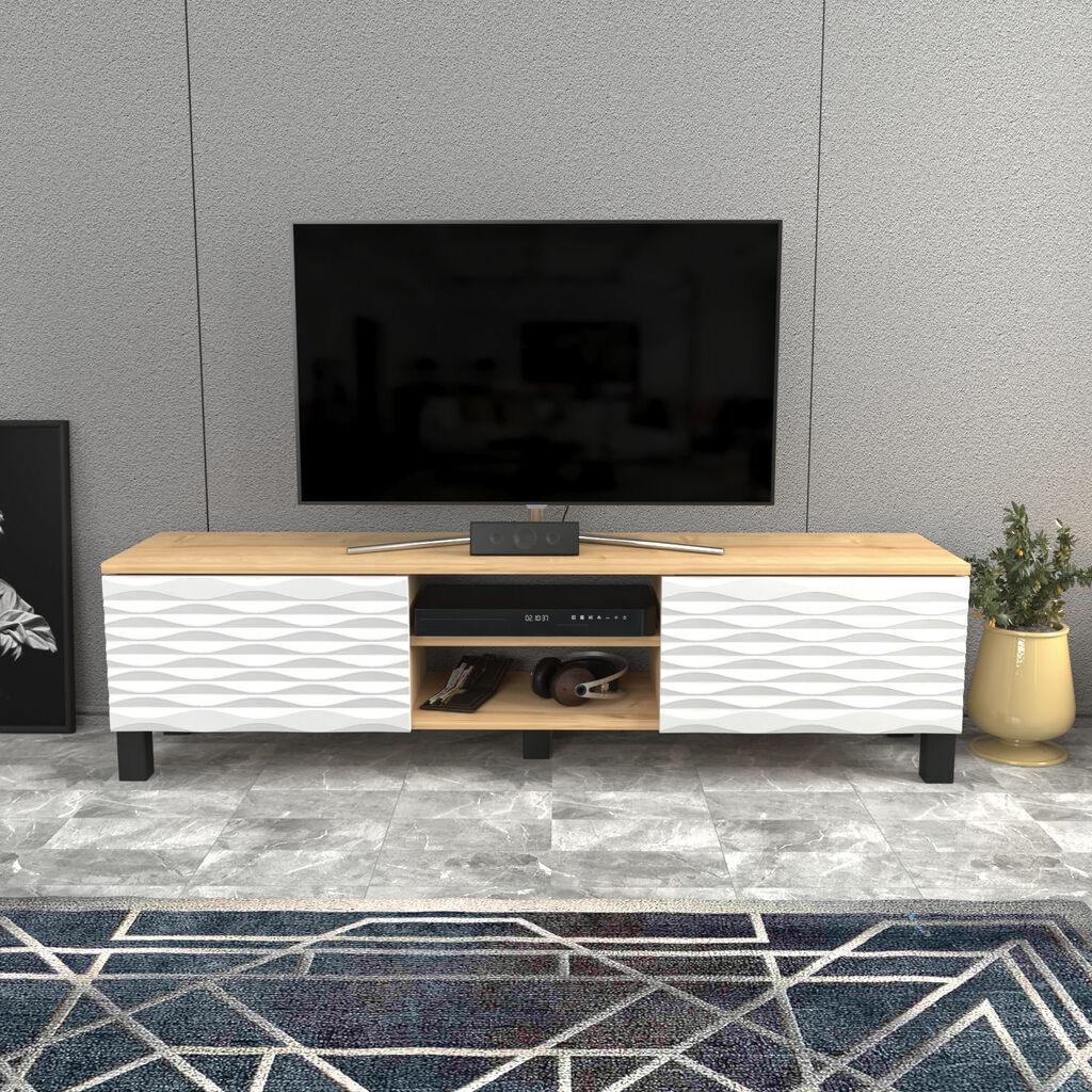 Комода за телевизор Hanah Home Lukas, 150x40,3x35 см, беж-бела