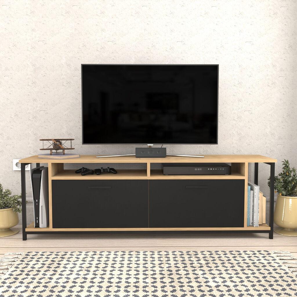 Комода за телевизор Hanah Home Omar, 160x50.8x35 см, даб-црна