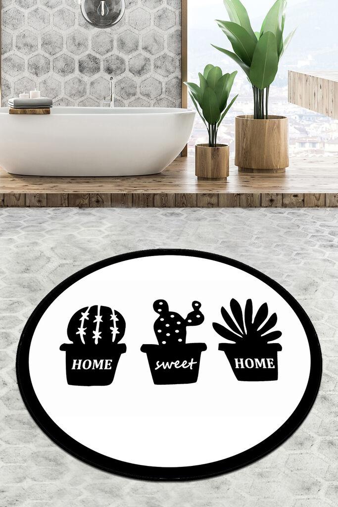 Тепих за бања L'Essentiel Maison Cereus Circle, 100 см, бело-црн