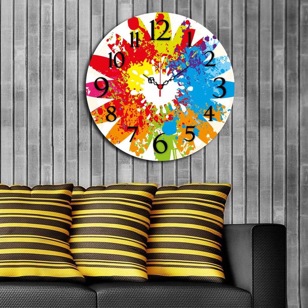 Wallity MDF dzиден часовник во боја 40 см