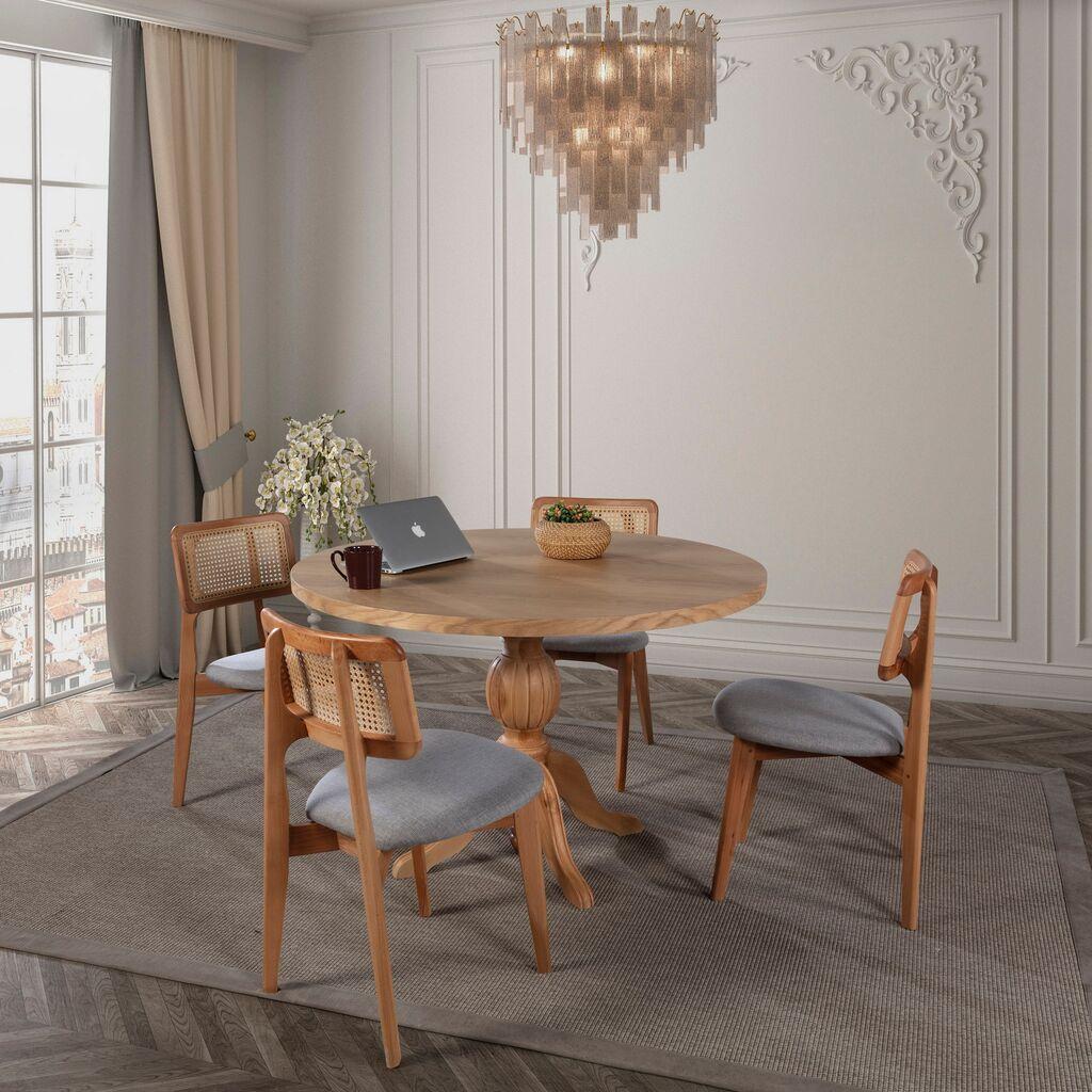 Трпезариска маса и столчиња Hanah Home Albero137, 100x75x100 см, 4 столчиња, кафеава,