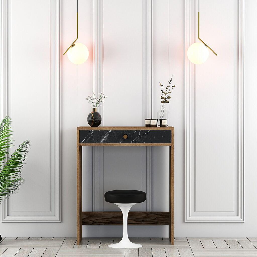 Маса за шминкање Hanah Home Lisbon, 70x40x84,7 см, оревово-црна