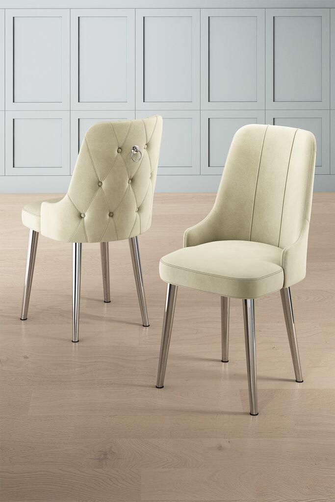 Комплет столчиња Hanah Home Newa, 46x94x46 см, 6 парчиња, сребрено-крем боја