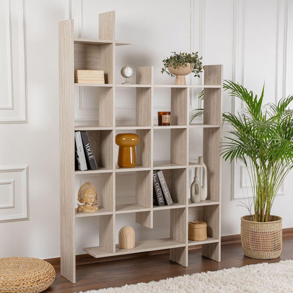 Полица за книги Hanah Home Manco, 122x188x25.5 см, кремаста