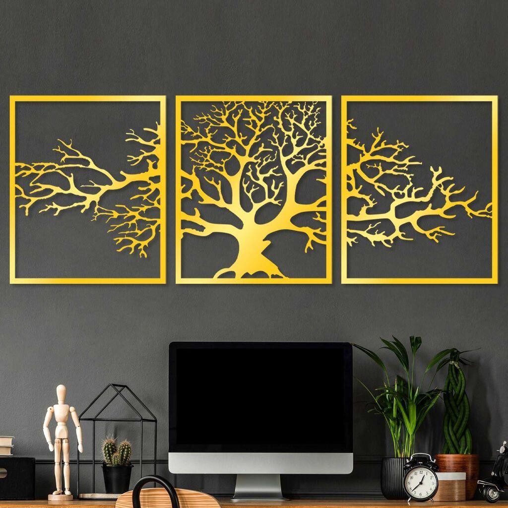 Wallity dzидна декорација Златна тројна елка 2, 49 x 60 см, златни бои