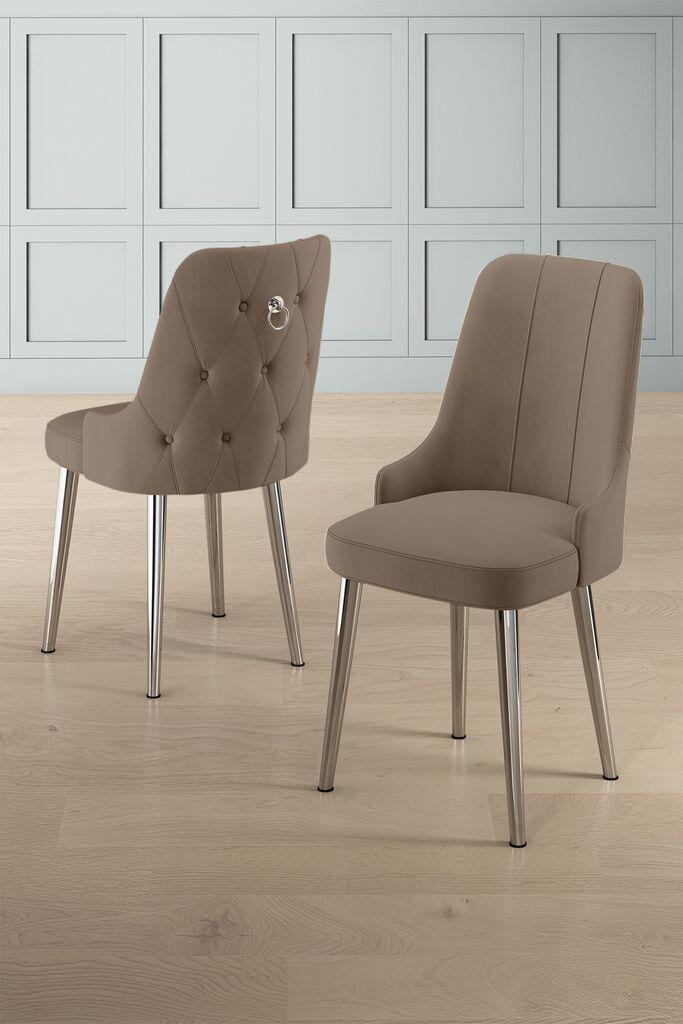 Комплет столчиња Hanah Home Newa, 46x94x46 см, 6 парчиња, сребрено-кафеава боја