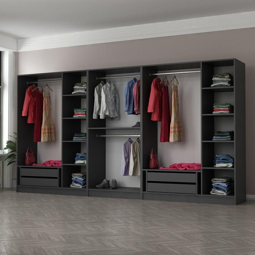 Гардеробер Hanah Home Kale 4944, 360x190x52 см, Антрацит