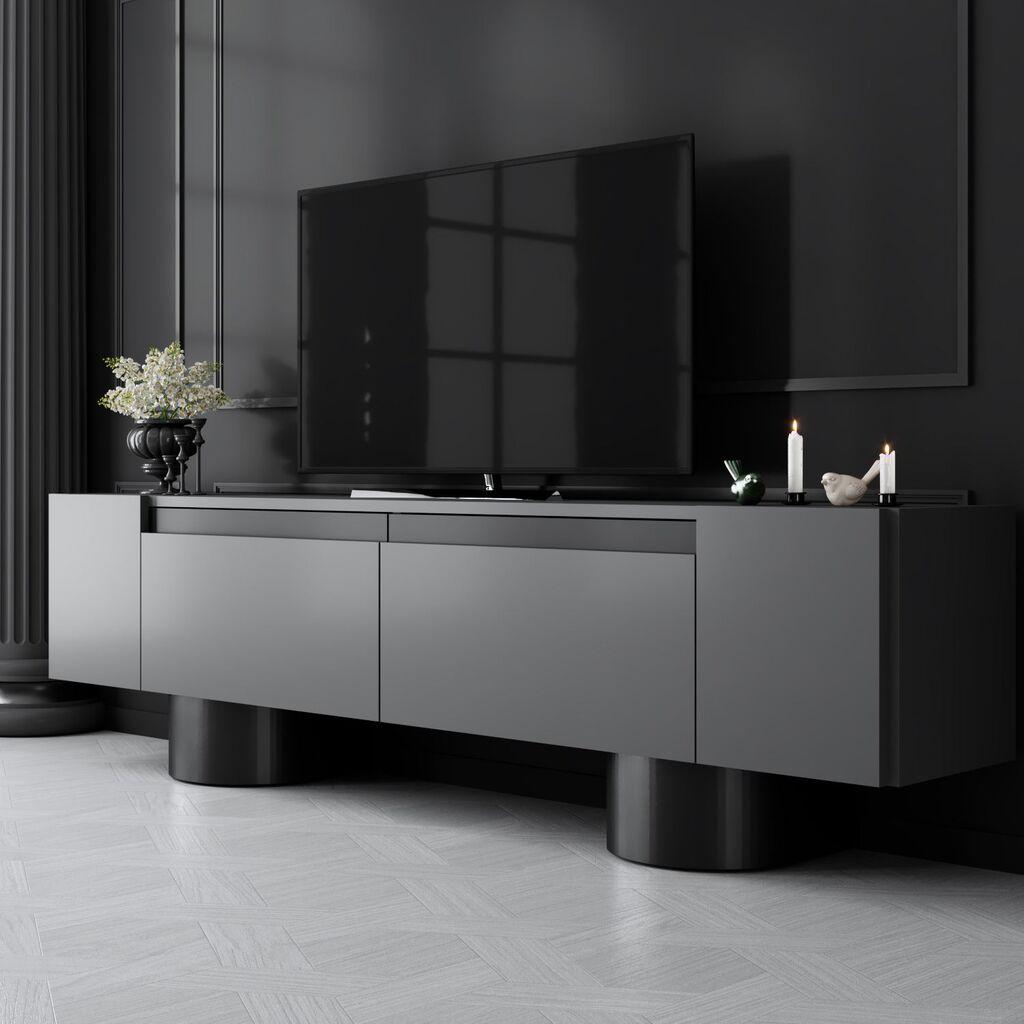 Комода за телевизор Hanah Home, боемска, 180x50x30 см, антрацит-црна