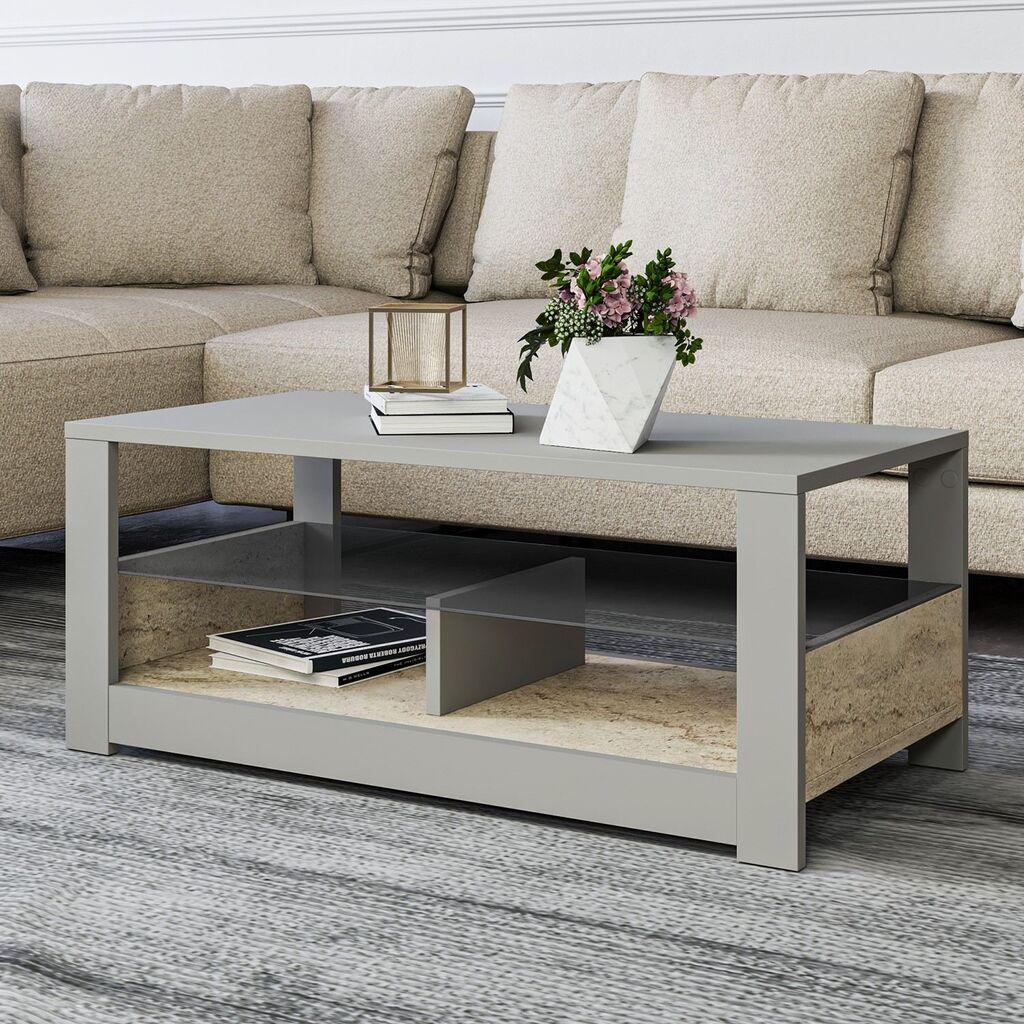 Маса Hanah Home Club Ајдос, 90x37x45 см, сива