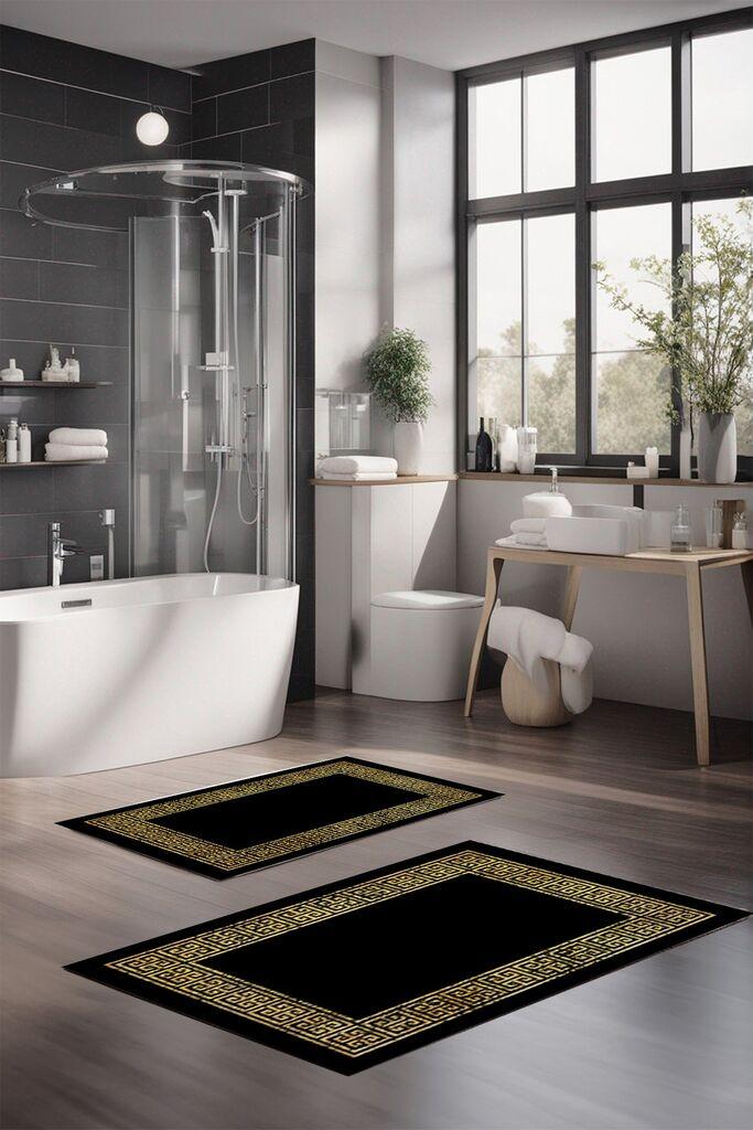 Подлога за бања L'essentiel Maison Set CT-5007, црна и златна