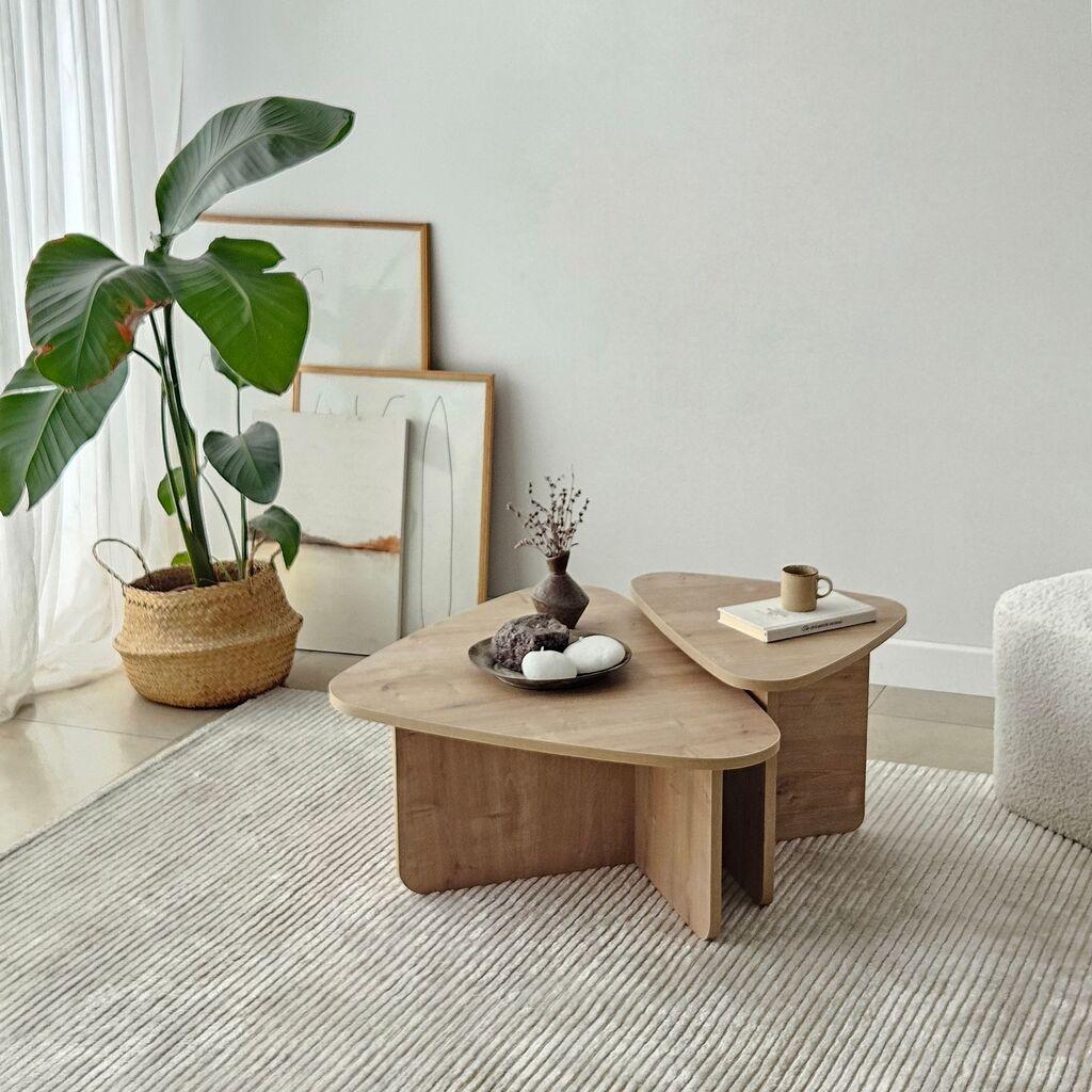 Комплет клуб маси Hanah Home Ballare, 2 парчиња, кафеава