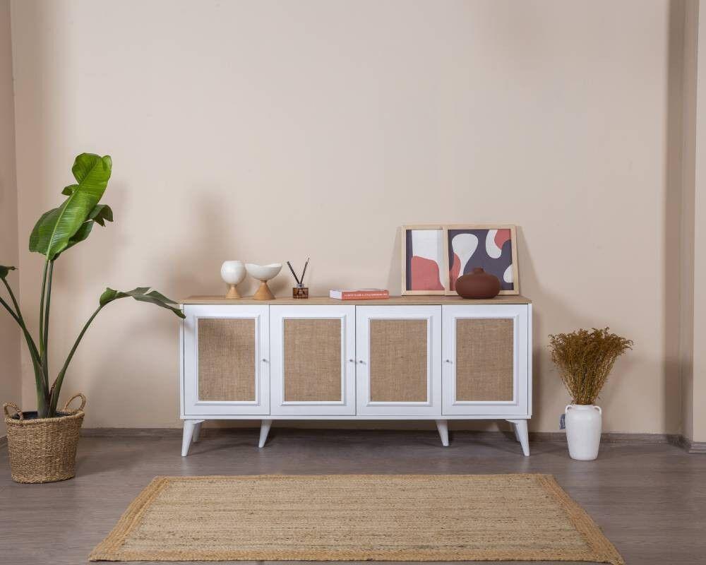 Држач за конзола Hanah Home, 80x180x41 см, бел даб