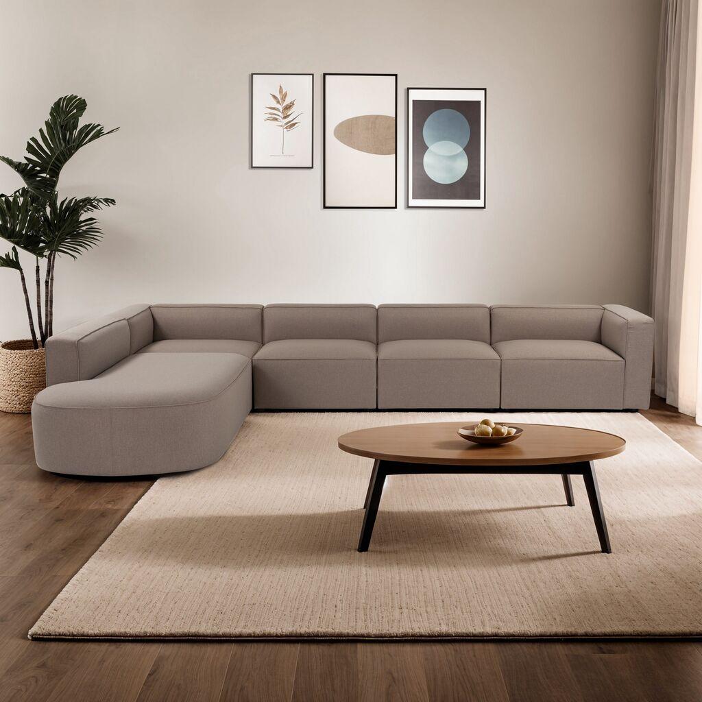 Аголна гарнитура за софа Atelier del Mora X-Oval-L1-O1-O1-R1, 320x235x69 см, кафеава