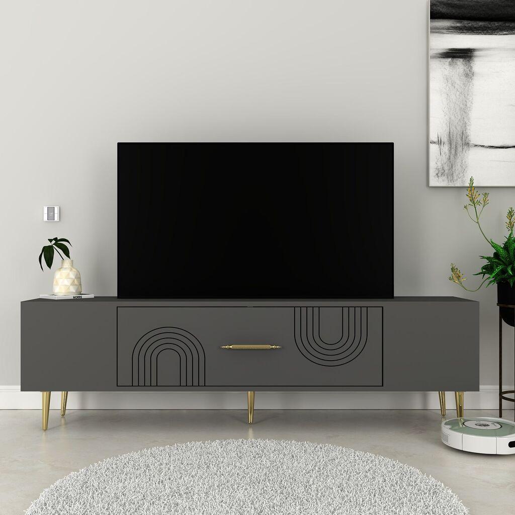 Комода за телевизор Hanah Home Dekol2, 150x48.2x29.6 см, антрацит-златна боја