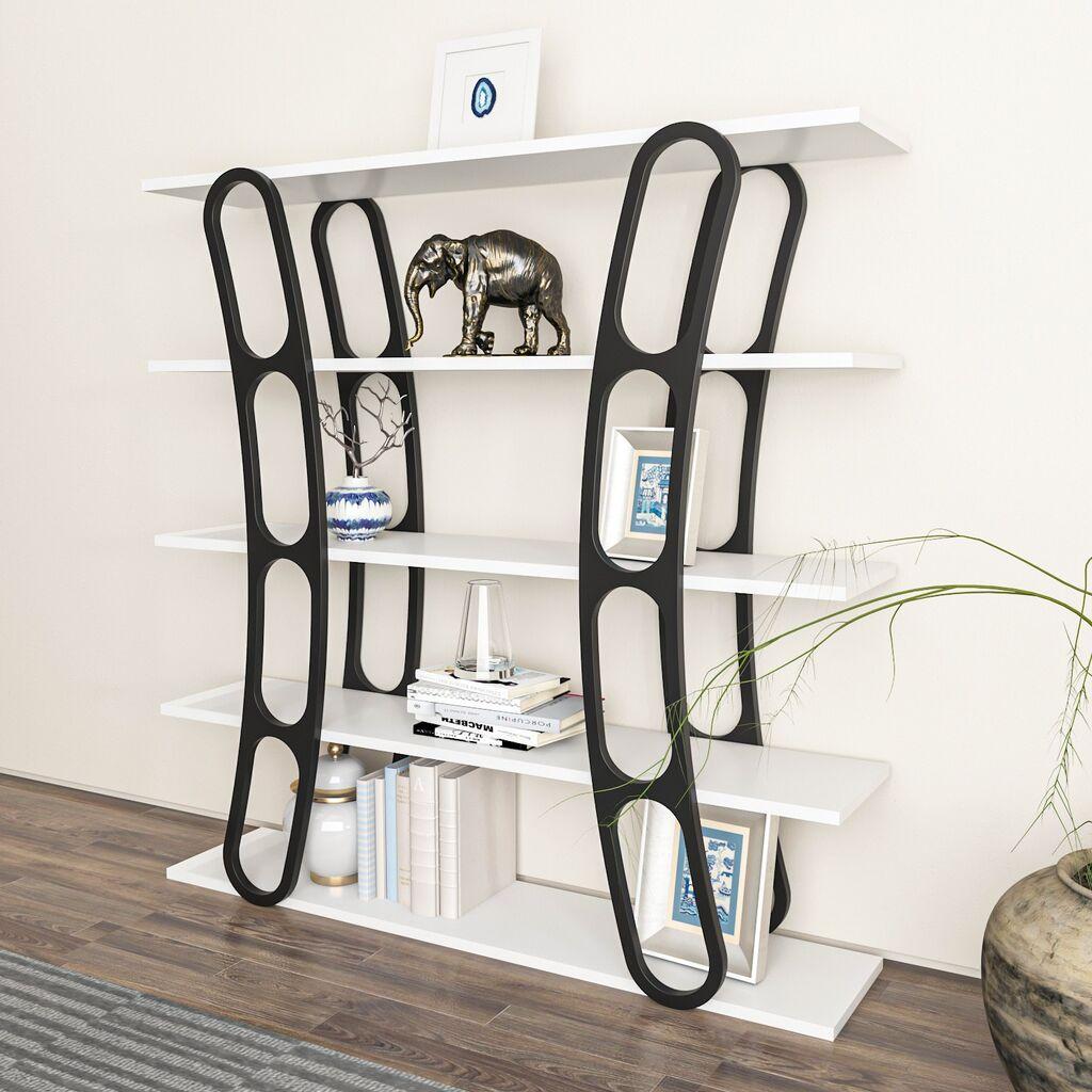 Полица Hanah Home за куќа од Адар, 120x120x25 см, бела-црна