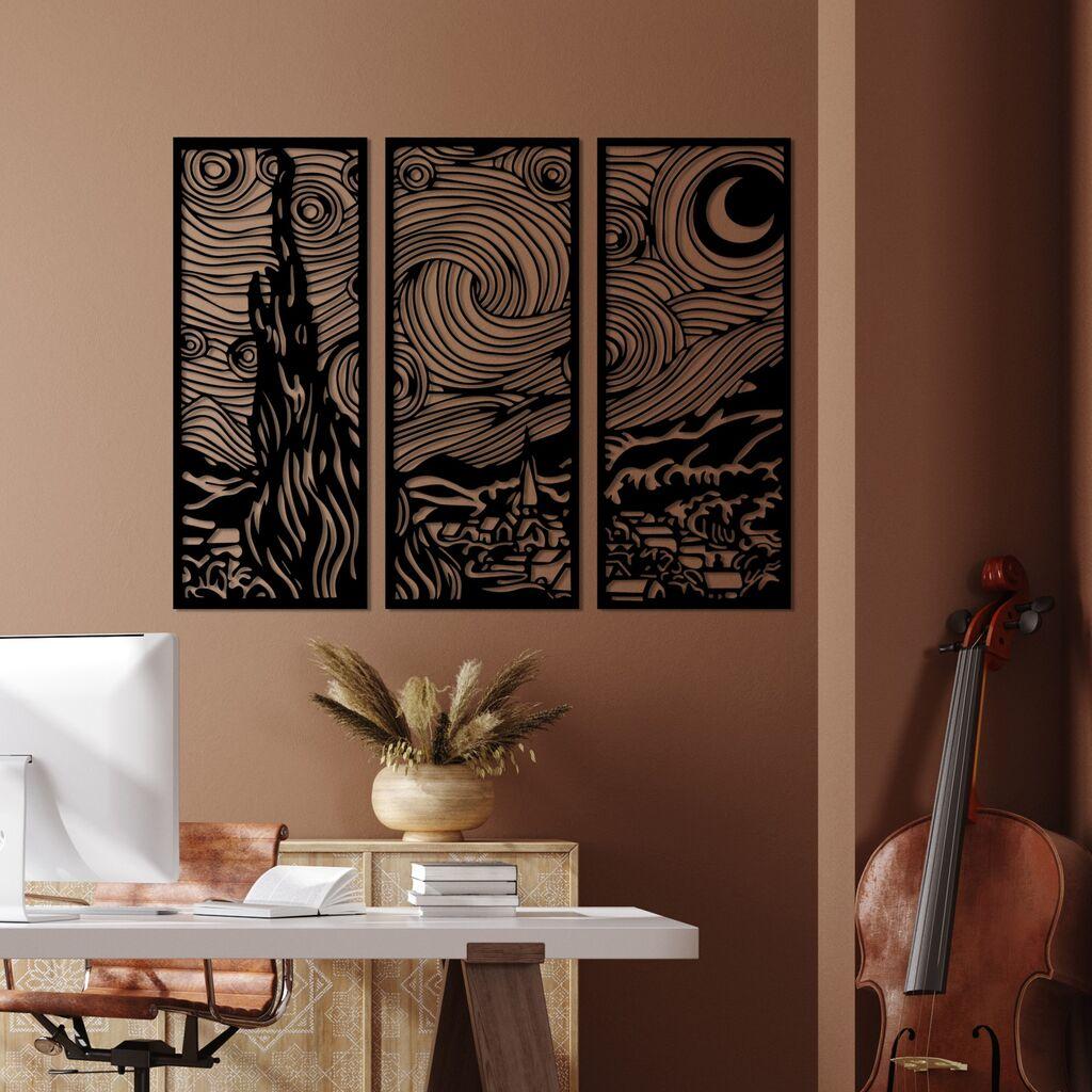 Wallity декорација за dzид Vangogh, 3x30x73 см, 1,5 мм, црна