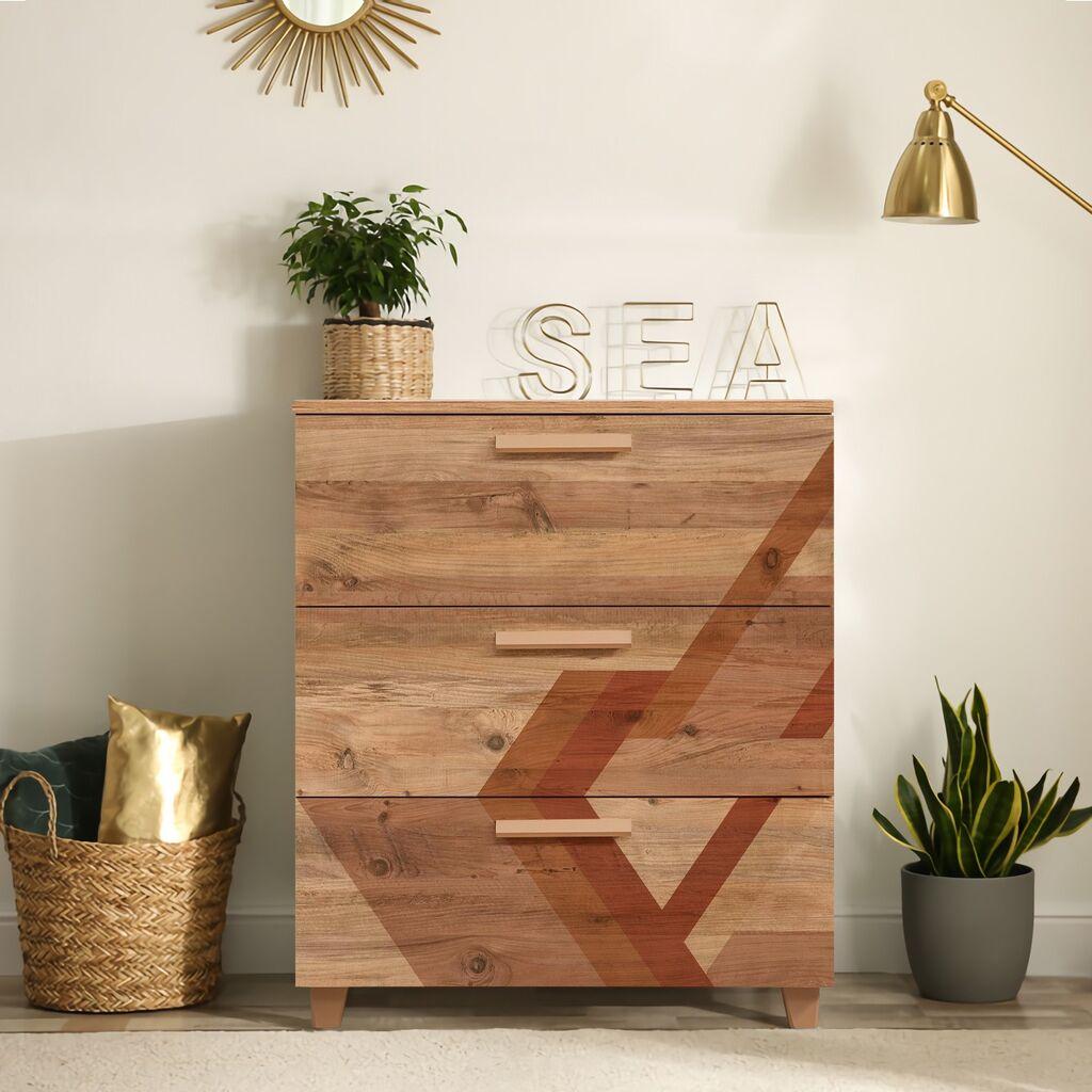 Комода Hanah Home Leva Gravis Flow, 80x95x43 см, кафеава