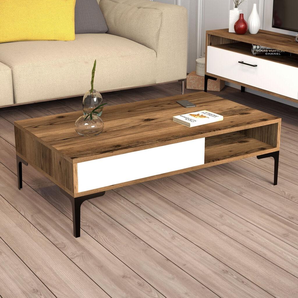 Маса Hanah Home Club Истанбул, 105x32.6x60 см, кафеаво-бела
