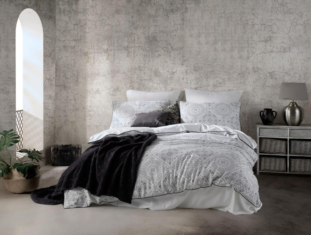 Комплет постелнина L'essentiel Maison Iskit, 200x220 см, бела-црна