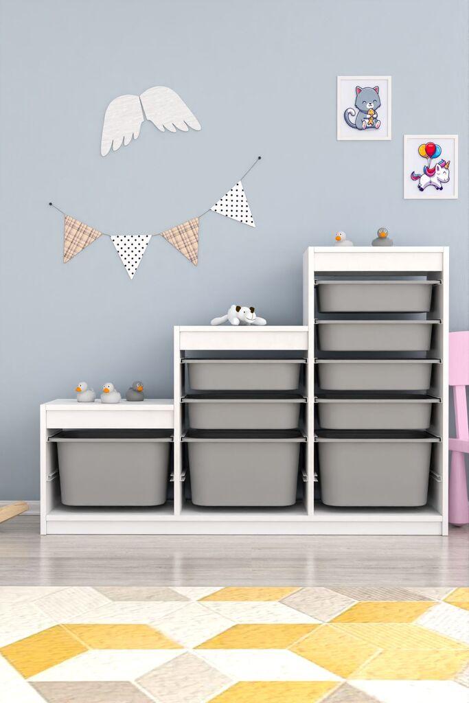 Комода Hanah Home со повеќекратна употреба, швајцарска, 132 x 93 x 30 см, бело-сива