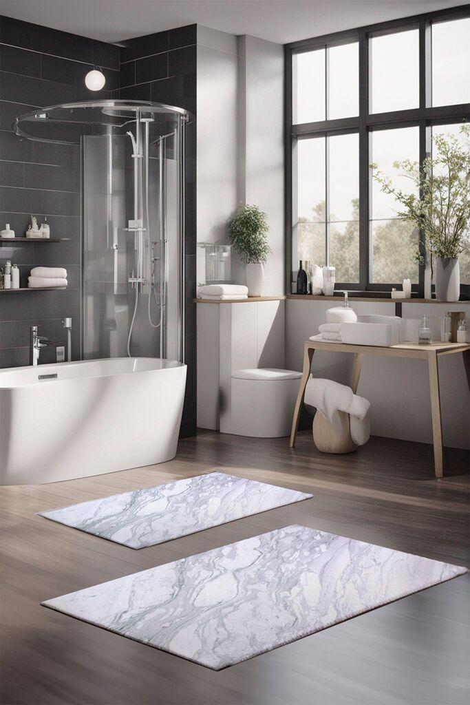 Комплет подлоги за бања L'essentiel Maison CT-5034, 2 парчиња, бели