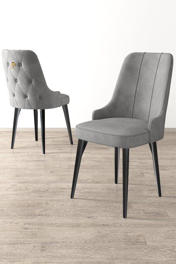 Комплет столчиња Hanah Home Newa, 46x94x46 см, 6 парчиња, сиво-црна