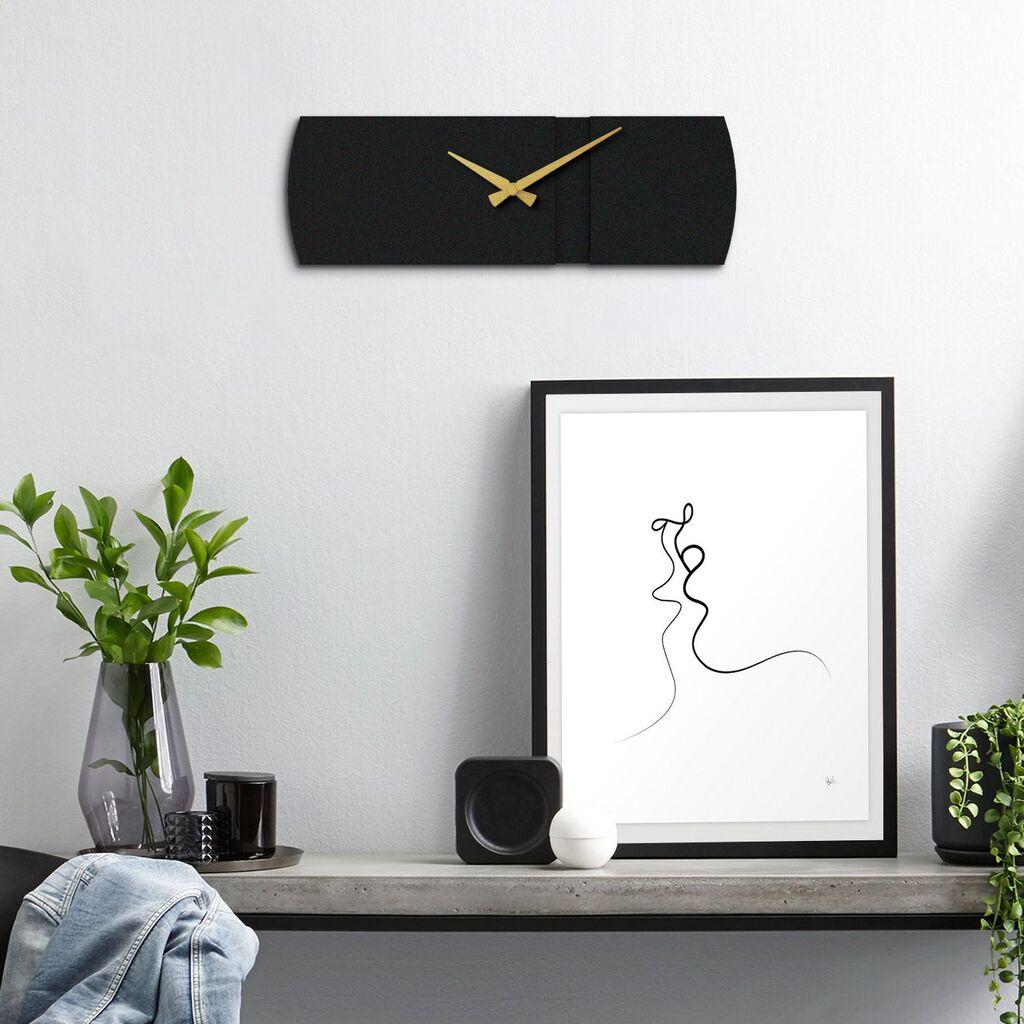 Wallity Метална ѕидна декорација, 16x49 cm, црна-златна