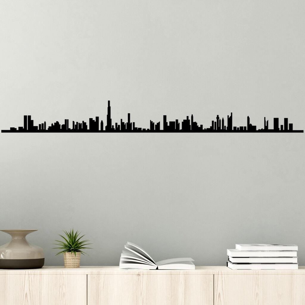 Wallity декорација за ѕид Дубаи Скајлајн, 120x13 см, 1,5 мм, црна